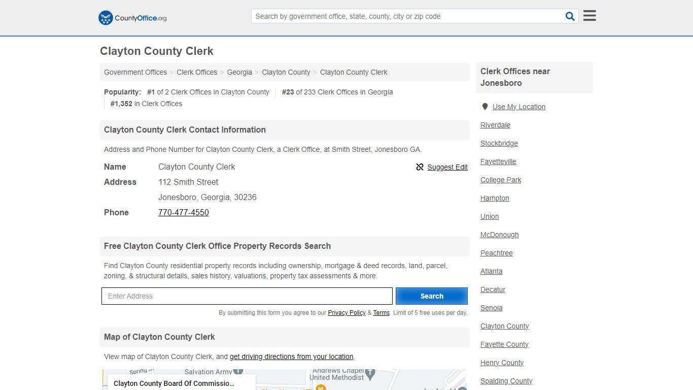 Clayton County Clerk - Jonesboro, GA (Address and Phone)